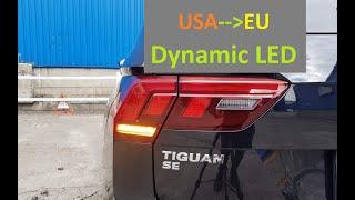 WV Tiguan MK2 2018 USA желтые бегущие повороты, Dynamic turn tail