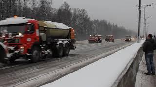 snow removal on the Ring Road in Moscow уборка снега на МКАД в Москве